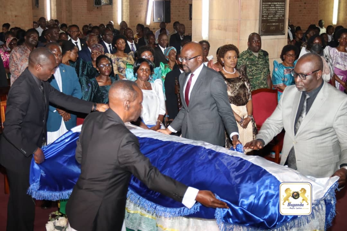 Prayers for the late Owek. Nelson Kawalya at Namirembe cathedral as the casket is surrounded by mourners Prayers for the late Owek. Nelson Kawalya at Namirembe cathedral as the casket is surrounded by mourners